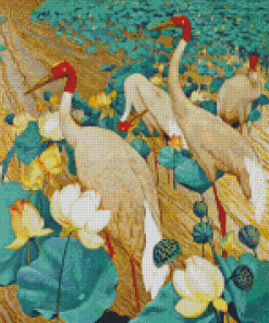 Lotus Cranes Birds Diamond Paintings