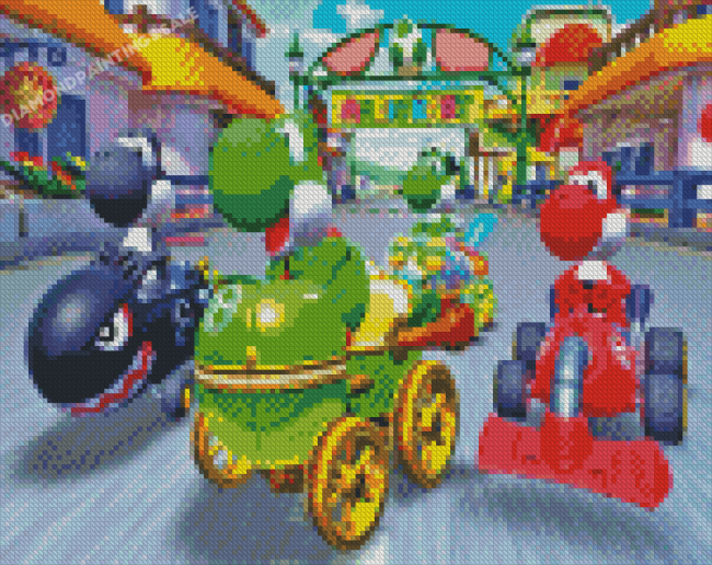 Mario Kart Dinosaurs Game Diamond Paintings