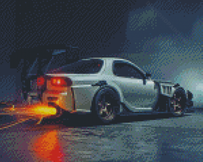 Mazda RX7 Shooting Flames Diamond Paintings