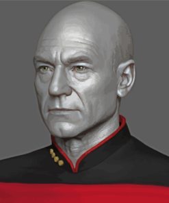 Monochrome Captain Picard Diamond Painting