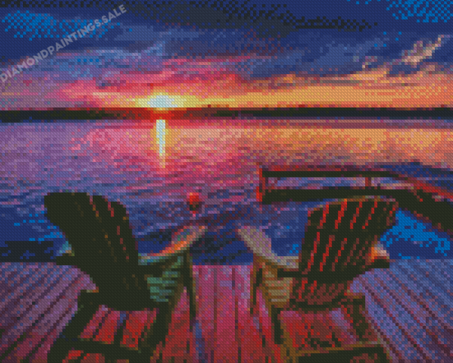 Muskoka Chairs At Sunset Diamond Paintings