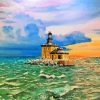 Ohio Toledo Lighthouse Sunset Diamond Painting