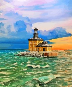 Ohio Toledo Lighthouse Sunset Diamond Painting