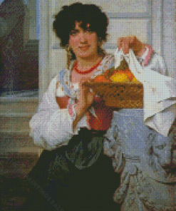 Cot Girl With Basket Of Oranges And Lemons Diamond Paintings