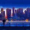 Rainy City At Night Cityscape Diamond Painting