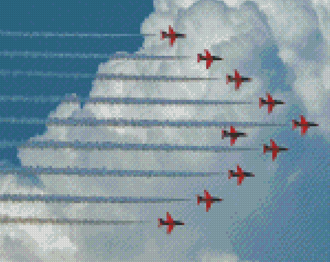 Red Arrows Fly Over The Military Base At Episkopi In Cyprus Diamond Paintings