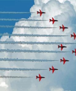 Red Arrows Fly Over The Military Base At Episkopi In Cyprus Diamond Painting