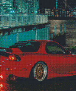 Red Mazda RX 7 Diamond Paintings