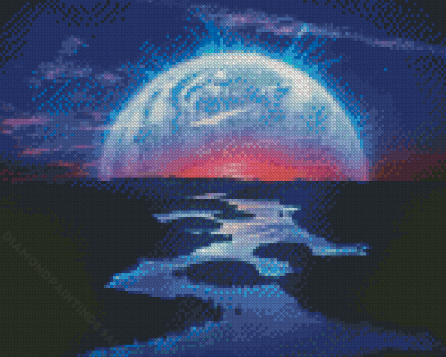 River And Planet Illustration Diamond Paintings
