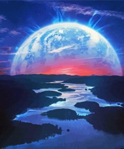 River And Planet Illustration Diamond Painting