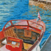 Rustic Boat On Lake Art Diamond Paintings