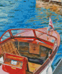 Rustic Boat On Lake Art Diamond Paintings