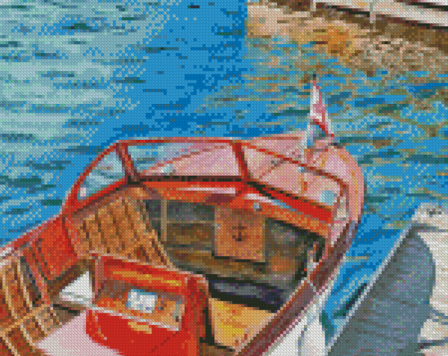 Rustic Boat On Lake Art Diamond Paintings