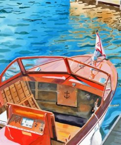 Rustic Boat On Lake Art Diamond Painting