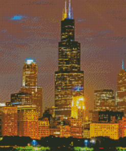 Sears Tower Chicago At Night Diamond Paintings