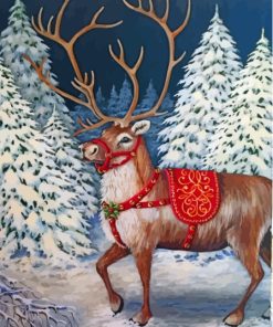 Snow Christmas Elk Diamond Painting