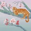 Tabby Cat In Cherry Tree Diamond Painting