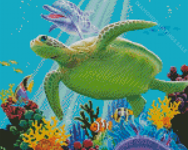 Dolphin And Turtle Underwater Diamond Paintings