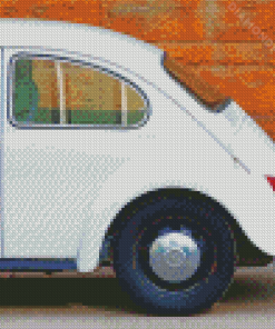 Vintage White Vw Beetle Car Diamond Paintings