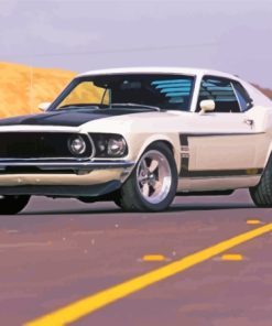 White 1969 Ford Mustang Fastback Diamond Painting