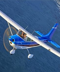 White And Blue Cessna 182 Plane Diamond Painting