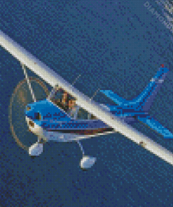 White And Blue Cessna 182 Plane Diamond Paintings