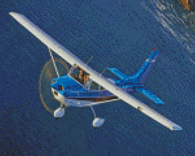 White And Blue Cessna 182 Plane Diamond Paintings