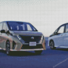 White And Grey Nissan Serena Cars Diamond Paintings