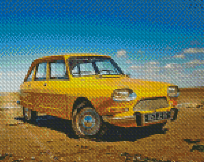 Yellow Citroen Ami 8 Car Diamond Paintings