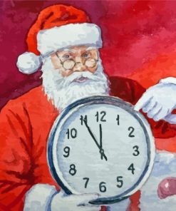Santa By Clock Diamond Painting
