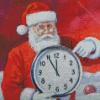 Santa By Clock Diamond Paintings