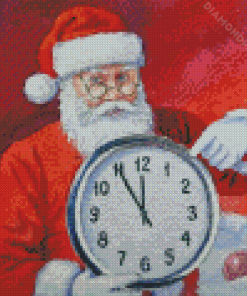 Santa By Clock Diamond Paintings
