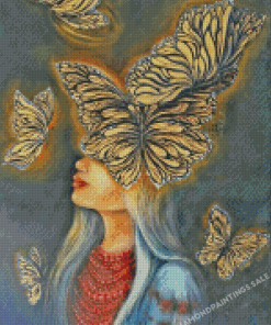 Aesthetic Girl With Butterfly Diamond Paintings