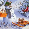 Aesthetic Wooden Sleigh In Snow Diamond Painting