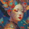 Asian And Butterflies Diamond Paintings