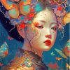 Asian And Butterflies Diamond Painting