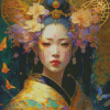 Asian Girl And Butterflies Diamond Paintings