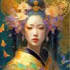Asian Girl And Butterflies Diamond Painting