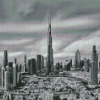 Black And White Cityscape Burj Khalifa Dubai Diamond Paintings