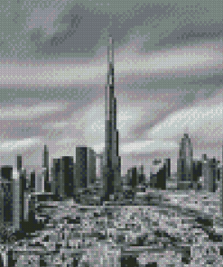 Black And White Cityscape Burj Khalifa Dubai Diamond Paintings