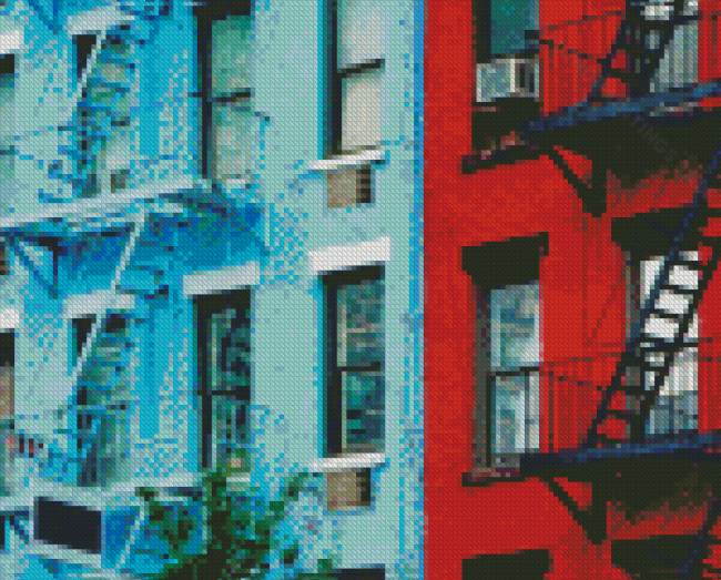 Blue Fire Escape Diamond Paintings