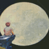 Boy Watching Moon Diamond Paintings