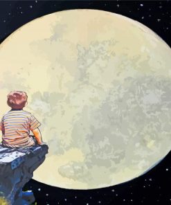 Boy Watching Moon Diamond Painting