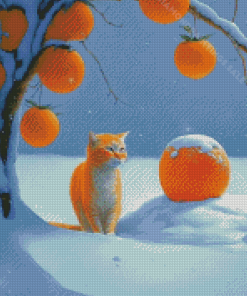 Cat And Oranges Diamond Paintings