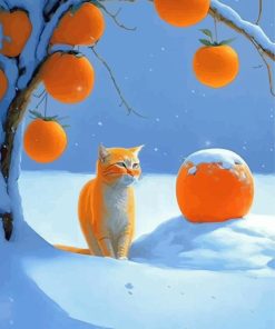 Cat And Oranges Diamond Painting