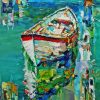 Colorful Abstract Rustic Boat On Lake Diamond Painting