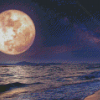 Full Moon Ocean Waves At Night Diamond Paintings