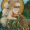 Girl And Bird Diamond Paintings