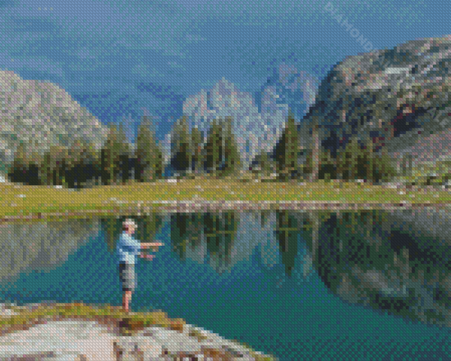 Grand Teton National Park Mountain Fishing Diamond Paintings