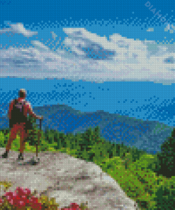 Hiker In Blue Ridge Mountains Diamond Paintings